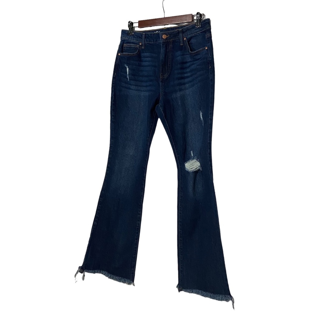 NoBo Hi Waisted Flare Distressed Jeans Blue - Picture 4 of 15